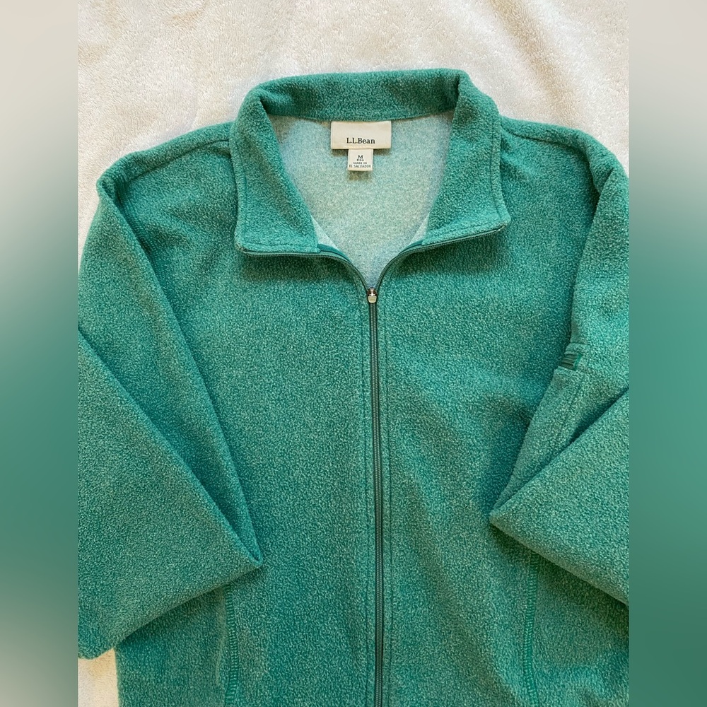 L.L Bean Green Zip Up Sweater Sport Hiking Walking Size M - Picture 3 of 4